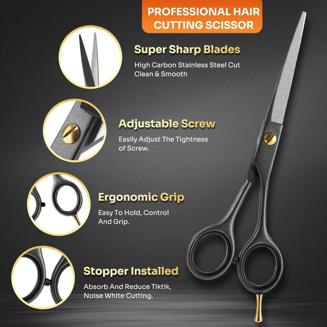 Alt view image 2 of 7 - Cutting Scissors Professional 6.9", 4 in 1 Premium High Carbon Stainless Steel Hair Cutting Shears, Barber Scissors, Ergonomic Design Shears for Hair Cutting Trimming for Salon & Home
