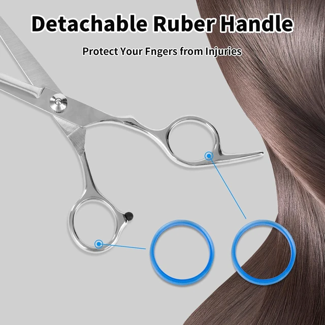 Alt view image 5 of 7 - Hair Cutting Scissors,6.5 Inch Professional Stainless Steel Barber Haircut Shears Razor,Sharp Blades,One Comb Included, For Salon Home Men Women Adults Kids Pet (Silver)