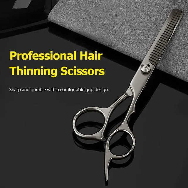 Alt view image 2 of 7 - 6 Inch Hair Thinning Scissors Cutting Teeth Shears Professional Barber Hairdressing Texturizing Salon Razor Edge Scissor Stainless Steel - Black