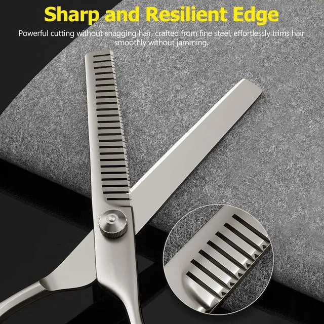 Alt view image 3 of 7 - 6 Inch Hair Thinning Scissors Cutting Teeth Shears Professional Barber Hairdressing Texturizing Salon Razor Edge Scissor Stainless Steel - Black