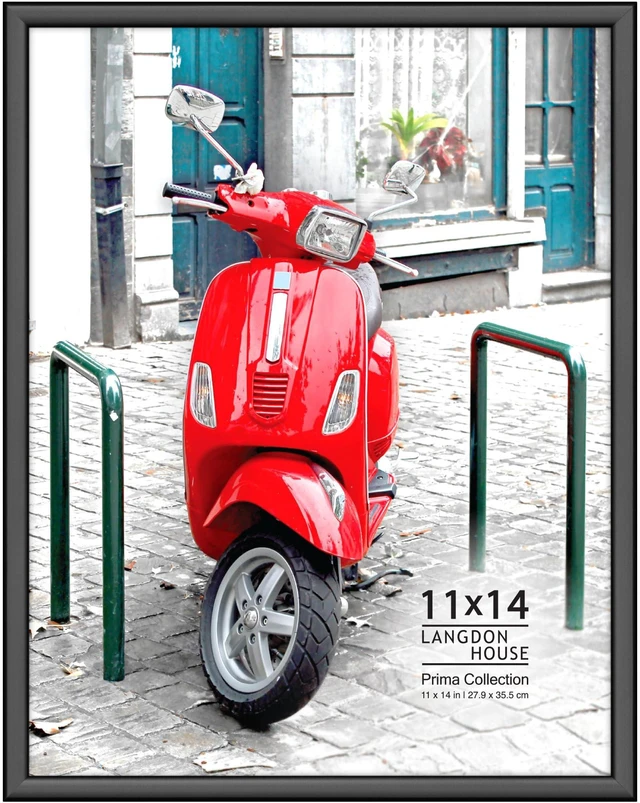 Main image of 11x14 Black Picture Frame - Wall Mount Only - Prima Collection | Langdon House 11 x 14 Modern Slide-In Photo Frame with Buildable Molding, Picture Holder for Wall Display