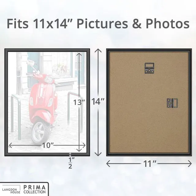 Alt view image 5 of 7 - 11x14 Black Picture Frame - Wall Mount Only - Prima Collection | Langdon House 11 x 14 Modern Slide-In Photo Frame with Buildable Molding, Picture Holder for Wall Display