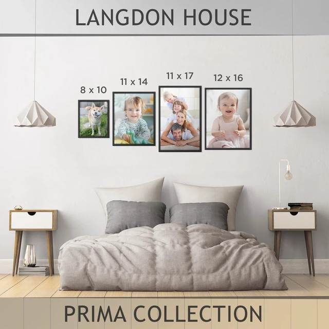 Alt view image 7 of 7 - 11x14 Black Picture Frame - Wall Mount Only - Prima Collection | Langdon House 11 x 14 Modern Slide-In Photo Frame with Buildable Molding, Picture Holder for Wall Display