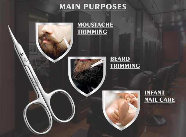 Alt view image 4 of 7 - SILLVER Cuticle Scissors Curved Blade - Extra Fine Pointed Tip Professional Manicure Grooming Scissors for Cuticles, Beard, Nose Hair, Eyelash, Mustache - Eyebrow Scissors