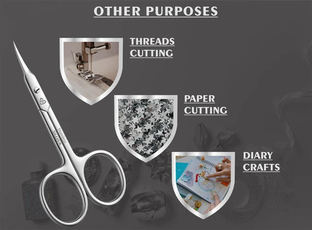 Alt view image 5 of 7 - SILLVER Cuticle Scissors Curved Blade - Extra Fine Pointed Tip Professional Manicure Grooming Scissors for Cuticles, Beard, Nose Hair, Eyelash, Mustache - Eyebrow Scissors