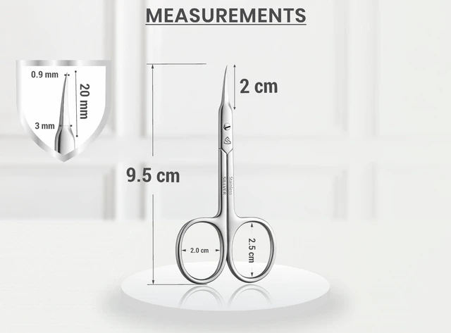 Alt view image 6 of 7 - SILLVER Cuticle Scissors Curved Blade - Extra Fine Pointed Tip Professional Manicure Grooming Scissors for Cuticles, Beard, Nose Hair, Eyelash, Mustache - Eyebrow Scissors