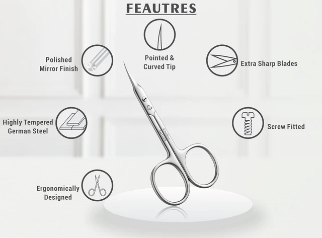 Alt view image 7 of 7 - SILLVER Cuticle Scissors Curved Blade - Extra Fine Pointed Tip Professional Manicure Grooming Scissors for Cuticles, Beard, Nose Hair, Eyelash, Mustache - Eyebrow Scissors