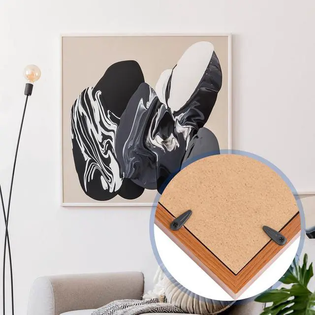 Alt view image 5 of 7 - Picture Frame Backing Clips with Screws,100 Sets Black Durable Plastic Turn Button Backing Fasteners for Canvas Art,Shadow Box,Hanging Photos,Pictures Framing Supplies (A-Black)