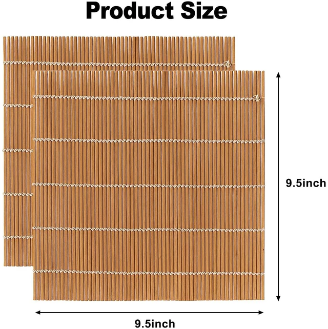 Alt view image 2 of 6 - 2PCS Bamboo Sushi Rolling Mat, Sushi roll maker, Sushi making kit, Bamboo Sushi Rolling Mat Carbonized Color (light brown, 2pcs)