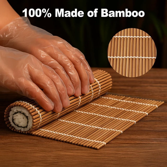 Alt view image 3 of 6 - 2PCS Bamboo Sushi Rolling Mat, Sushi roll maker, Sushi making kit, Bamboo Sushi Rolling Mat Carbonized Color (light brown, 2pcs)