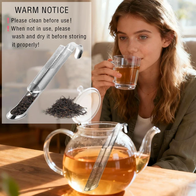 Alt view image 2 of 7 - 304 Stainless Steel Tea Infuser for Loose Leaf Tea Steeper w/Cleaning Brush | Tea Strainer,Food-Grade Fine Mesh Tea Diffuser Set for Single-Cup Brewing;Sifter for Flour,Matcha,Coffee,Spices,Seasonings
