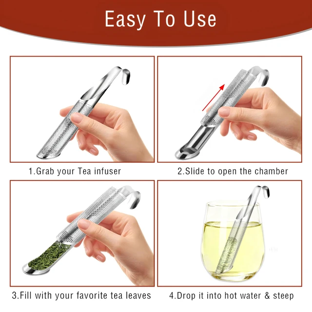 Alt view image 3 of 7 - 304 Stainless Steel Tea Infuser for Loose Leaf Tea Steeper w/Cleaning Brush | Tea Strainer,Food-Grade Fine Mesh Tea Diffuser Set for Single-Cup Brewing;Sifter for Flour,Matcha,Coffee,Spices,Seasonings