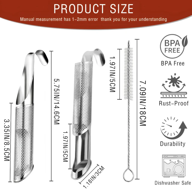 Alt view image 7 of 7 - 304 Stainless Steel Tea Infuser for Loose Leaf Tea Steeper w/Cleaning Brush | Tea Strainer,Food-Grade Fine Mesh Tea Diffuser Set for Single-Cup Brewing;Sifter for Flour,Matcha,Coffee,Spices,Seasonings