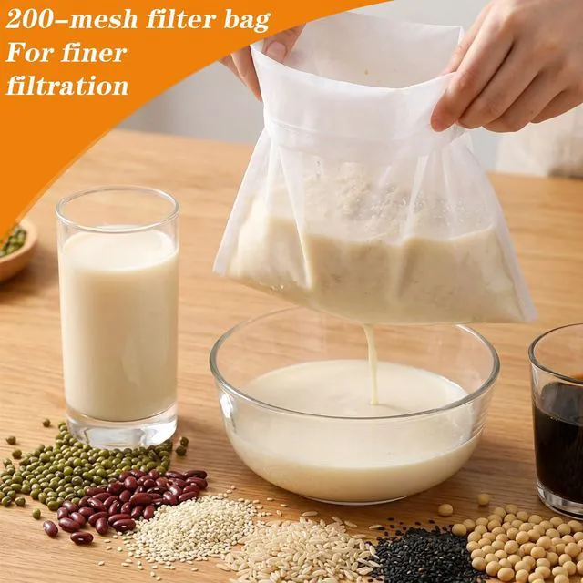 Alt view image 2 of 7 - 3PCS Nylon Cloth Strainer, Reusable Nut Milk Bag | 200 Mesh Strainer Bags for Juicing, Fine Mesh Nylon Cheesecloth Bags for Straining Filtering, 14.17x9.45in/17.72x11.81in