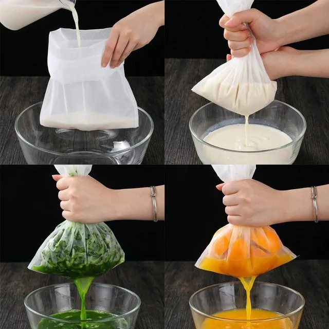 Alt view image 4 of 7 - 3PCS Nylon Cloth Strainer, Reusable Nut Milk Bag | 200 Mesh Strainer Bags for Juicing, Fine Mesh Nylon Cheesecloth Bags for Straining Filtering, 14.17x9.45in/17.72x11.81in