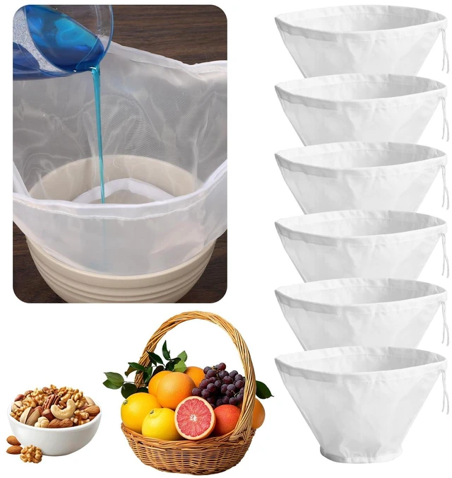 Main image of 6PCS Cheesecloth for Straining Fine Mesh Cheese Cloth Bags for Straining | Bowl-Shaped Reusable Nylon Cheese Cloth Filter Bag, Cheesecloth for Cooking Nut Milk, Juice, Dumpling Fillings, Cooking