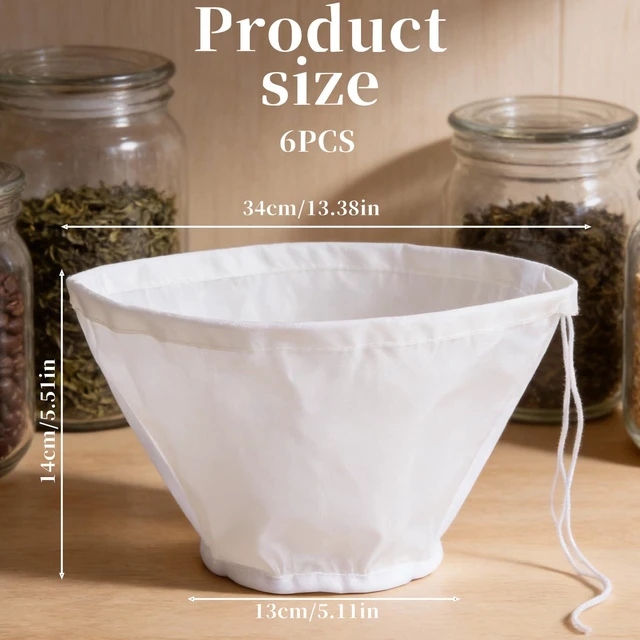 Alt view image 2 of 7 - 6PCS Cheesecloth for Straining Fine Mesh Cheese Cloth Bags for Straining | Bowl-Shaped Reusable Nylon Cheese Cloth Filter Bag, Cheesecloth for Cooking Nut Milk, Juice, Dumpling Fillings, Cooking
