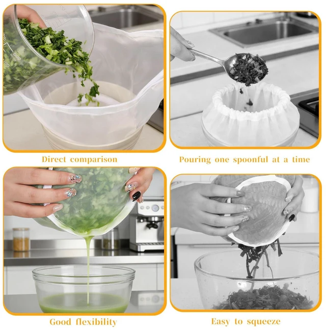 Alt view image 4 of 7 - 6PCS Cheesecloth for Straining Fine Mesh Cheese Cloth Bags for Straining | Bowl-Shaped Reusable Nylon Cheese Cloth Filter Bag, Cheesecloth for Cooking Nut Milk, Juice, Dumpling Fillings, Cooking