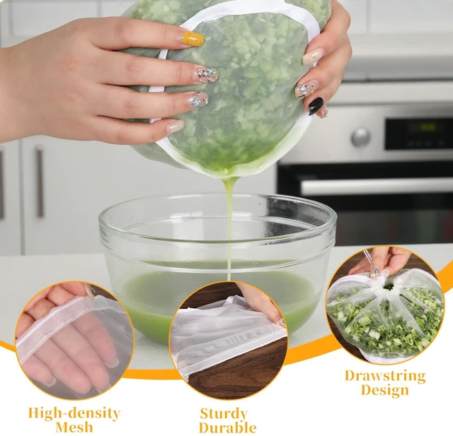 Alt view image 5 of 7 - 6PCS Cheesecloth for Straining Fine Mesh Cheese Cloth Bags for Straining | Bowl-Shaped Reusable Nylon Cheese Cloth Filter Bag, Cheesecloth for Cooking Nut Milk, Juice, Dumpling Fillings, Cooking