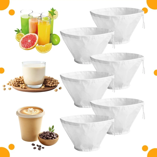 Alt view image 7 of 7 - 6PCS Cheesecloth for Straining Fine Mesh Cheese Cloth Bags for Straining | Bowl-Shaped Reusable Nylon Cheese Cloth Filter Bag, Cheesecloth for Cooking Nut Milk, Juice, Dumpling Fillings, Cooking