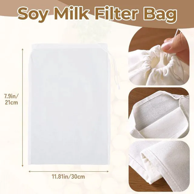 Alt view image 2 of 7 - 4PCS Nut Milk Bag,8x12'' 100 Mesh Fine Mesh Cheese Cloth,Nylon Cheesecloth Bags for Straining,Multiple Usage Reusable Juice Strainer,Suitable for Straining Fruit Coffee Tofu Yogurt Tea (100 Mesh)