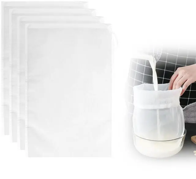 Main image of Cheese Cloths for Straining Cheese Cloth Bag Cheesecloth Fine Mesh Reusable Nut Milk Bags All Purpose Food Strainer for Filter Almond Cold Brew Yogurt Juice Tofu and More 9.4"x14.1" 4Pcs