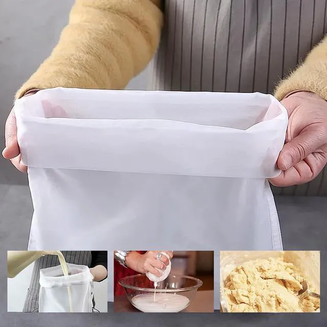 Alt view image 5 of 7 - Cheese Cloths for Straining Cheese Cloth Bag Cheesecloth Fine Mesh Reusable Nut Milk Bags All Purpose Food Strainer for Filter Almond Cold Brew Yogurt Juice Tofu and More 9.4"x14.1" 4Pcs