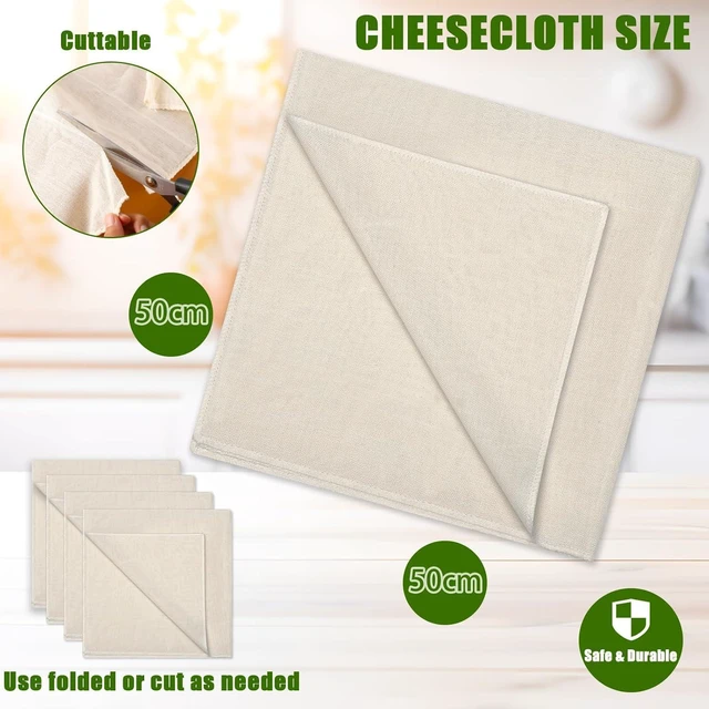 Alt view image 2 of 7 - 3er Cheese Cloths for Straining, 20x20 Inch Grade 100 Reusable Cheese Cloth | Washable Unbleached Cotton Fine Mesh Cloth Strainer, Muslin Cheesecloth for Nut Milk, Yogurt, Broth with Hemmed Edge