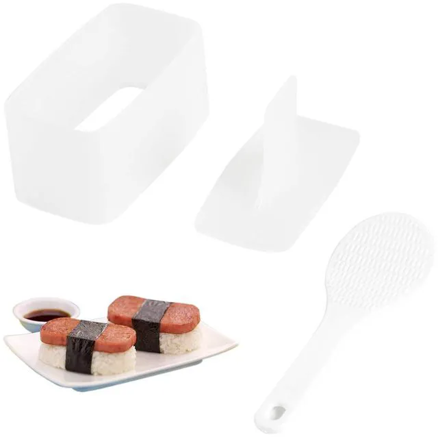 Main image of AYCCNH 1 Pack Non Stick Musubi Maker Press with Small Rice Paddle, Sushi Making Kit Onigiri Mold Luncheon Meat Press Hawaiian Musubi Maker Mold (White)