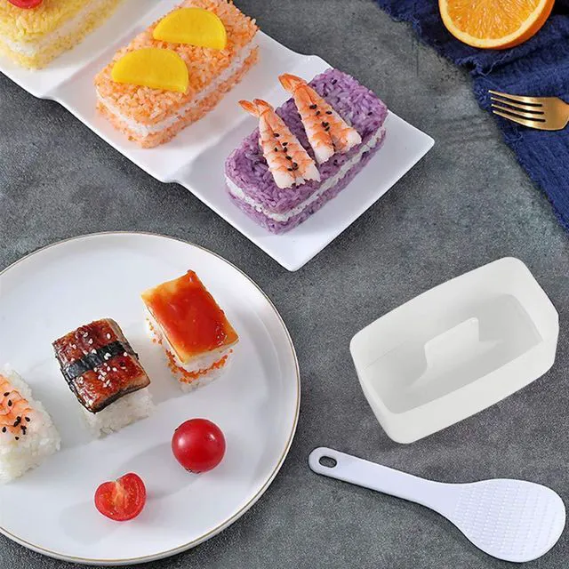 Alt view image 2 of 6 - AYCCNH 1 Pack Non Stick Musubi Maker Press with Small Rice Paddle, Sushi Making Kit Onigiri Mold Luncheon Meat Press Hawaiian Musubi Maker Mold (White)