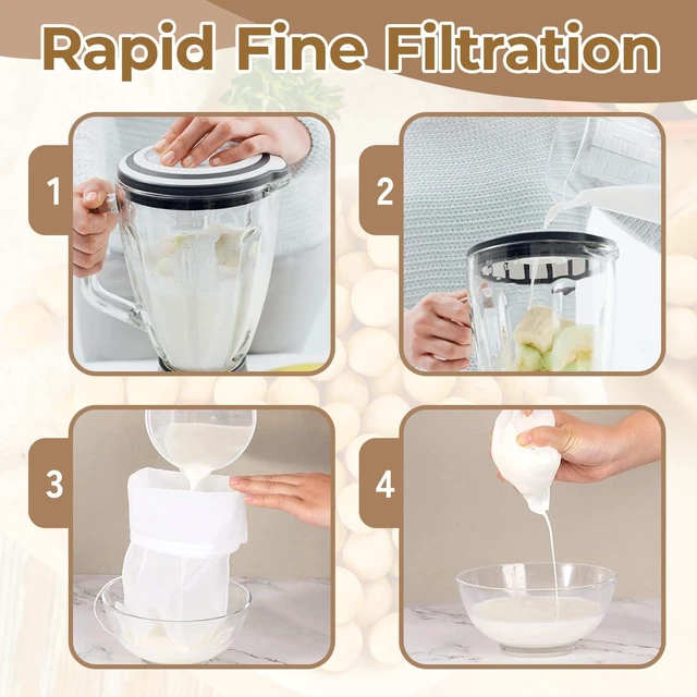 Alt view image 5 of 7 - 4PCS Nut Milk Bag,8x12'' 100 Mesh Fine Mesh Cheese Cloth,Nylon Cheesecloth Bags for Straining,Multiple Usage Reusable Juice Strainer,Suitable for Straining Fruit Coffee Tofu Yogurt Tea (100 Mesh)