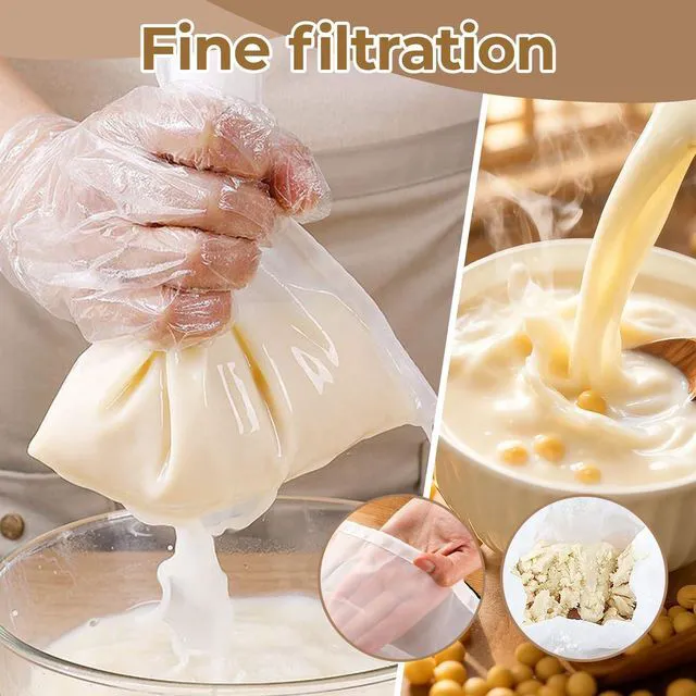 Alt view image 3 of 7 - 4PCS Nut Milk Bag,8x12'' 100 Mesh Fine Mesh Cheese Cloth,Nylon Cheesecloth Bags for Straining,Multiple Usage Reusable Juice Strainer,Suitable for Straining Fruit Coffee Tofu Yogurt Tea (100 Mesh)
