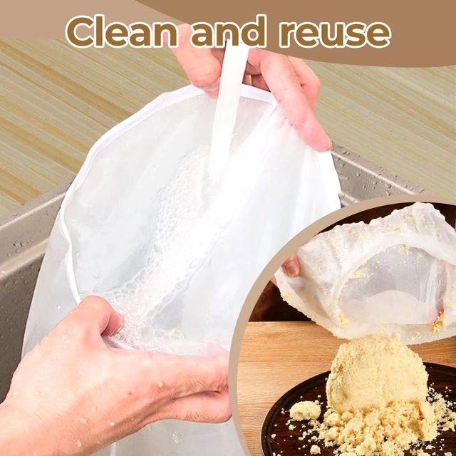 Alt view image 7 of 7 - 4PCS Nut Milk Bag,8x12'' 100 Mesh Fine Mesh Cheese Cloth,Nylon Cheesecloth Bags for Straining,Multiple Usage Reusable Juice Strainer,Suitable for Straining Fruit Coffee Tofu Yogurt Tea (100 Mesh)