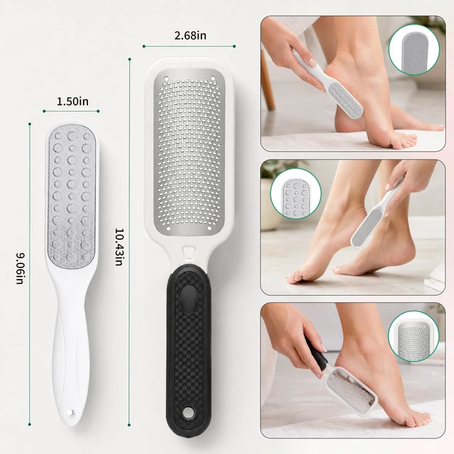 Alt view image 5 of 6 - 2 Pack Foot Files, Callus Remover, Professional Scrubber Pedicure Tools | Stainless Steel Foot File and Dual Sided Feet Rasp, Premium for Feet Care