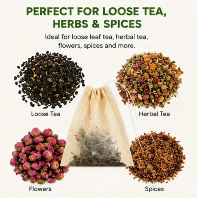 Alt view image 6 of 7 - Disposable Tea Filter Bags for Loose Leaf Tea, Unbleached Drawstring Tea Infuser Bags, Fillable Tea Sachets, Biodegradable and Compostable (Wood, 100 Pack 3.2 x 4.0 inch)