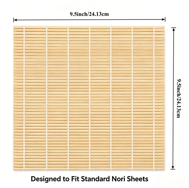 Alt view image 3 of 7 - Sushi Rolling Mat Set, 2 Pack Bamboo Makisu with Cloth, 9.5x9.5 In | 2 Bamboo Mats + Cotton Cloth. Reduces Rice Sticking, Fits Standard Nori. For Maki, California Rolls & Kimbap.