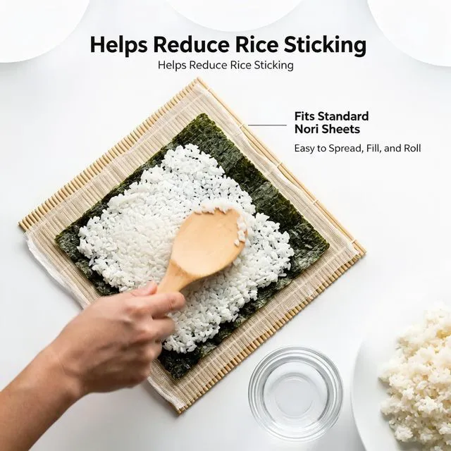 Alt view image 7 of 7 - Sushi Rolling Mat Set, 2 Pack Bamboo Makisu with Cloth, 9.5x9.5 In | 2 Bamboo Mats + Cotton Cloth. Reduces Rice Sticking, Fits Standard Nori. For Maki, California Rolls & Kimbap.