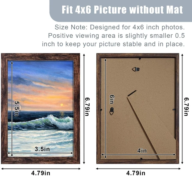 Alt view image 2 of 7 - LUCKYLIFE 4x6 Picture Frame Brown for Wall Mounting or Tabletop Display, 2 Pack