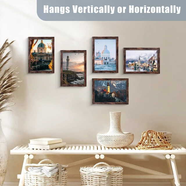 Alt view image 4 of 7 - LUCKYLIFE 4x6 Picture Frame Brown for Wall Mounting or Tabletop Display, 2 Pack
