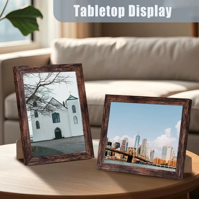 Alt view image 5 of 7 - LUCKYLIFE 4x6 Picture Frame Brown for Wall Mounting or Tabletop Display, 2 Pack