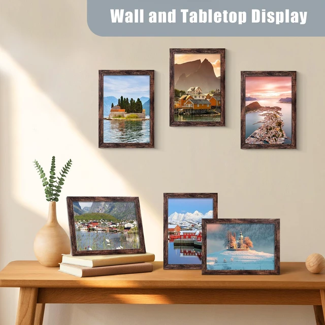 Alt view image 6 of 7 - LUCKYLIFE 4x6 Picture Frame Brown for Wall Mounting or Tabletop Display, 2 Pack