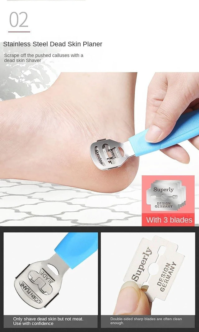 Alt view image 3 of 7 - Callus Remover & File - Metal Scraper for Dead Skin & Heels. Wet/Dry. Black | for Dead Skin, Cracked Heels, and Hard Skin. Complete Pedicure Kit Essential Grooming Tool