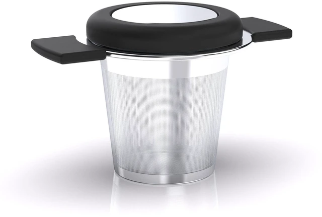 Main image of Fine 18/8 Stainless Steel Tea Infuser Mesh Strainer with Large Capacity & Perfect Size Double Handles for Hanging on Teapots, Mugs, Cups to Steep Loose Leaf Tea and Coffee