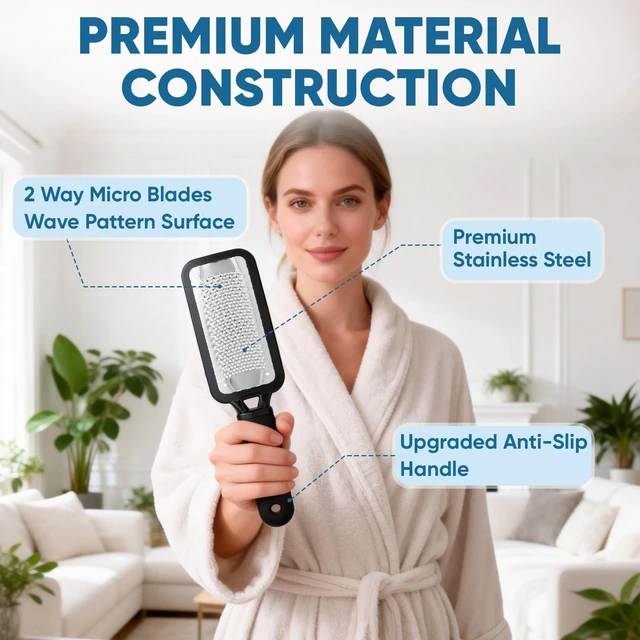 Alt view image 2 of 6 - Foot File Callus Remover, Large Stainless Steel Foot Rasp, Heavy Duty Foot Scraper for Dead Skin and Hard Heels, Waterproof Pedicure Tools for At Home Foot Care