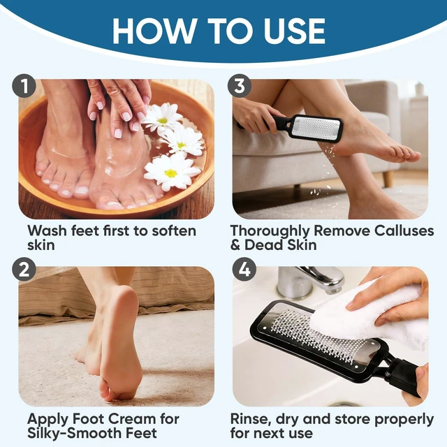 Alt view image 4 of 6 - Foot File Callus Remover, Large Stainless Steel Foot Rasp, Heavy Duty Foot Scraper for Dead Skin and Hard Heels, Waterproof Pedicure Tools for At Home Foot Care