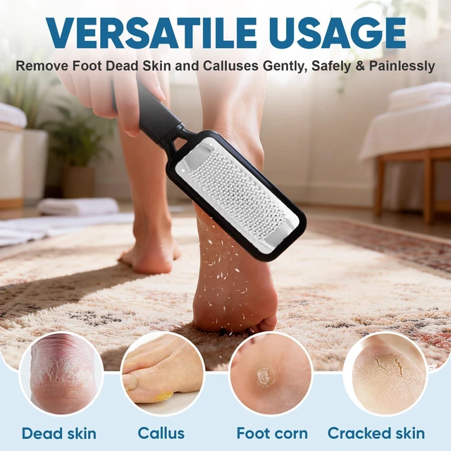 Alt view image 3 of 6 - Foot File Callus Remover, Large Stainless Steel Foot Rasp, Heavy Duty Foot Scraper for Dead Skin and Hard Heels, Waterproof Pedicure Tools for At Home Foot Care