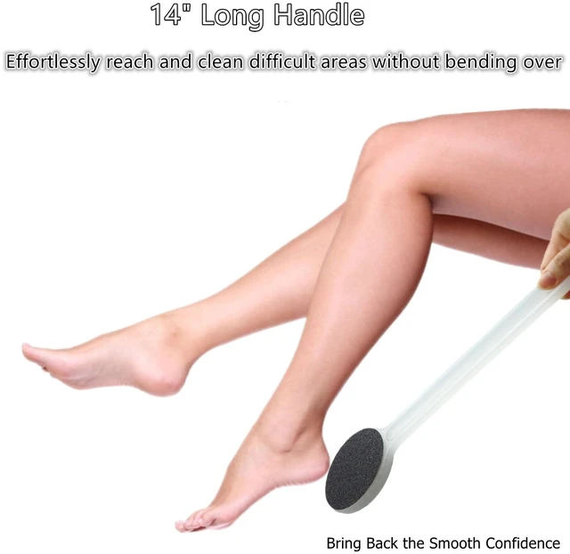 Alt view image 3 of 7 - Foot File Callus Remover 14" Long Handle, Foot Scrubber with Coarse and Fine Sand Paper 2-in-1 Pedicure Tool for Cracked Heels, Dry & Dead Skin, Soft and Smooth Feet, Clear White