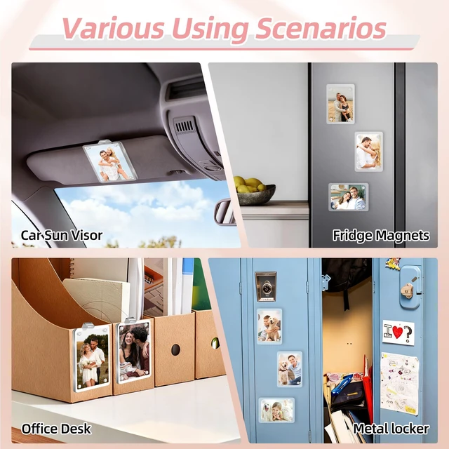 Alt view image 7 of 7 - 2Pcs Car Picture Holder, Acrylic Personalized Car Picture Holder, Sun Visor Magnetic Photo Frame for Car, Suitable for Placing Family or Personal Photos