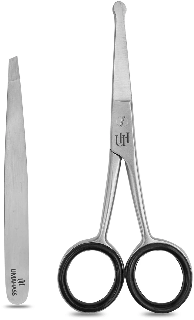 Main image of 4.5" Premium Nose Hair Scissors For Men, Nasal Hair Tweezers for Women, Safety Blades with Rounded Tip for Trimming Small Details Facial Hair, Ear Hair, Eyebrow
