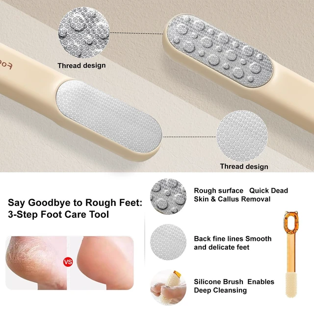 Alt view image 2 of 7 - Double-Sided Stainless Steel Foot File, Pedicure Callus & Dead Skin Remover | Works Wet & Dry. Ergonomic, Exfoliates Rough Heels & Repairs Dry Cracked Feet. Compact for Home Daily Care and Travel Use